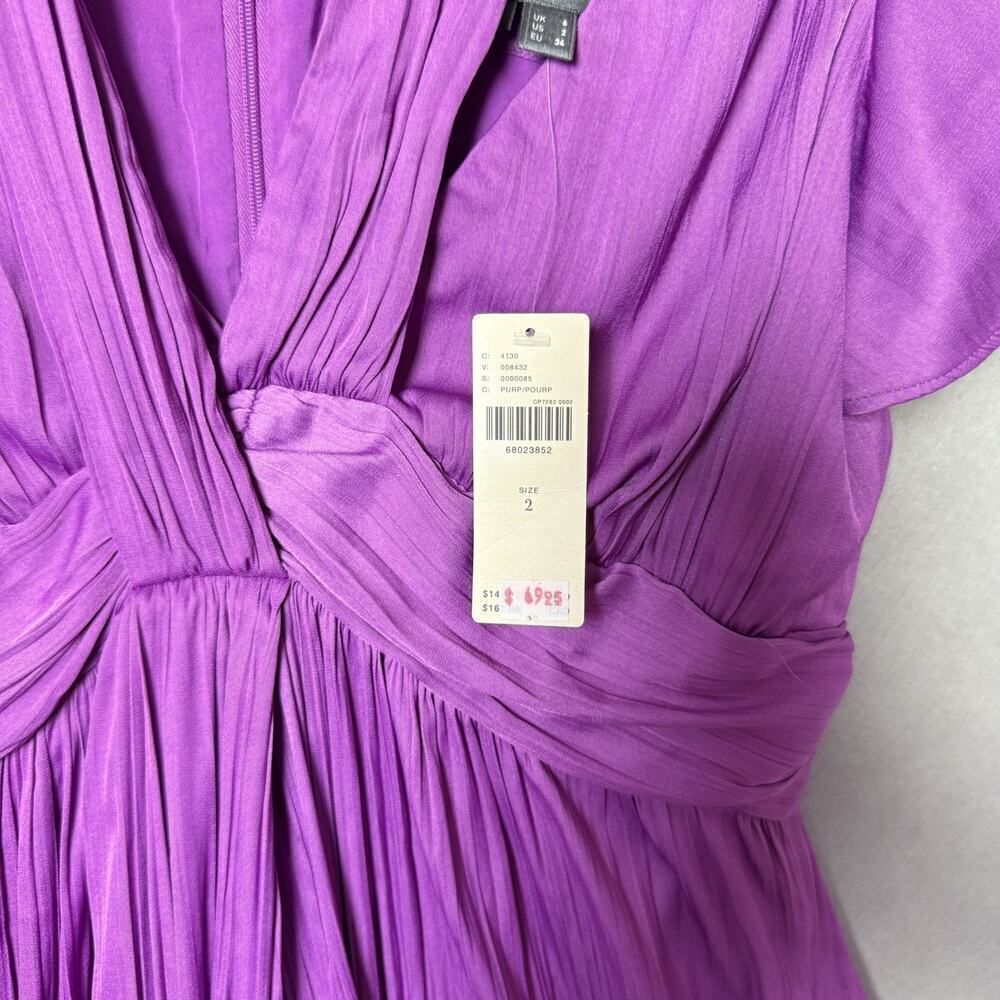 Anthropologie V-Neck Mini Dress Cocktail Party Vibrant Purple Size 2 - Picture 3 of 10